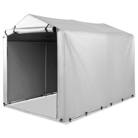 Funda para Bicicleta Exterior con Puerta Enrollable con Cremallera Refugio de Garaje Portátil para Herramientas 160 x 218 x 164 cm Gris Claro