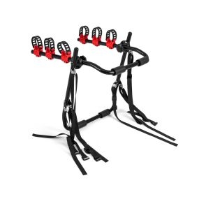 Portabicicletas plegable para maletero de acero negro y rojo para 3 bicicletas 68 x 50 x 61 cm