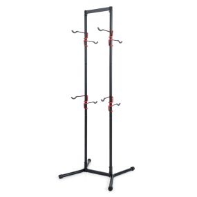 Soporte de suelo para 4 bicicletas de acero negro con brazos ajustables 77 x 74 x 217 cm