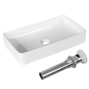 Lavabo de baño rectangular de porcelana cerámica blanco 60 x 35 x 11 cm