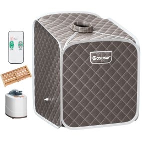 Sauna de vapor portátil plegable 2L con silla 9 niveles de temperatura ajustable gris 83 x 84 x 107 cm