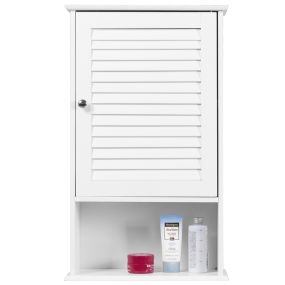 Armario de baño de pared con 3 estantes y puerta, estante ajustable, 42 x 16,5 x 70 cm, blanco