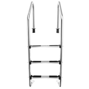 Escalera para Piscina en Acero Inoxidable con 3 Peldaños Antideslizantes para Uso Doméstico Comercial Plata 53 x 63 x 147 cm