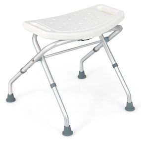 Taburete de Ducha Ligero y Plegable Asiento de Ducha Ajustable de 3 Niveles Montaje sin Herramientas Blanco