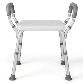 Silla de ducha para mayores con altura ajustable, brazos acolchados y pies antideslizantes 59 x 43 x 54-67 cm