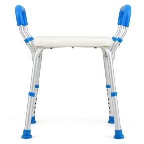 Taburete baño Adultos con Brazos Acolchados Desmontables Ajustable en Altura en 6 Niveles para Personas Mayores 59 x 40 x 54-67 cm Azul