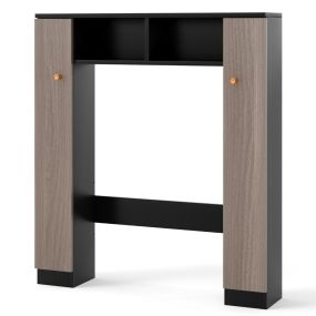 Estante sobre inodoro organizador de baño con 2 puertas y 2 compartimentos abiertos negro 87,5 x 18 x 98 cm
