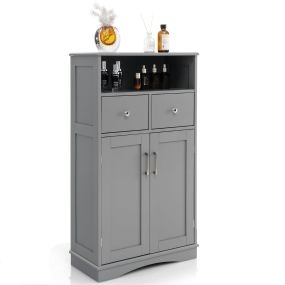 Gabinete de baño de suelo gris 2 puertas 2 cajones 2 estantes ajustables 60 x 30 x 108 cm