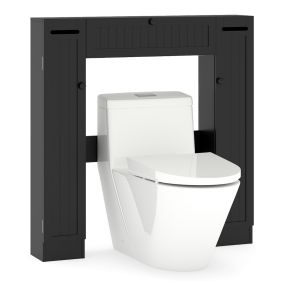 Estante sobre inodoro organizador de baño independiente con estantes ajustables y portarrollos negro