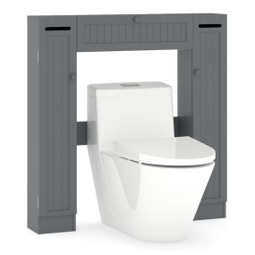Estante sobre inodoro organizador de baño independiente con estantes ajustables gris 89 x 19,5 x 99 cm