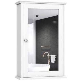 Armario de baño con espejo de pared, 1 puerta, repisa regulable, blanco, 34 x 15 x 51 cm