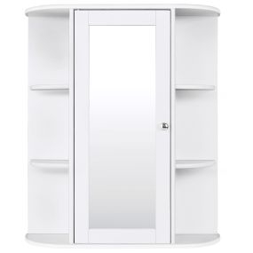 Armario de baño de pared con espejo blanco 60 x 16,5 x 70,5 cm