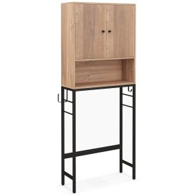 Armario de almacenamiento sobre inodoro con 2 puertas y estante, natural