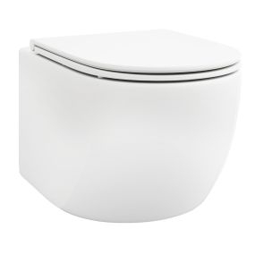 Inodoro suspendido con doble descarga, asiento amplio, tapa extraíble, 52,5 x 35,8 x 36 cm, blanco