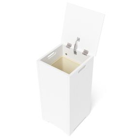 Armario de baño con gran capacidad, tapa bisagra de metal, empuñadura lateral y bolsillo interior 30 x 30 x 61 cm blanco