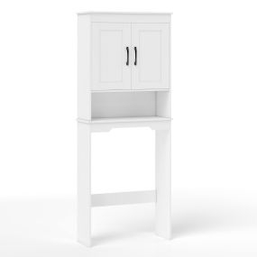 Armario sobre inodoro independiente de 168 cm con 2 puertas y estante ajustable blanco
