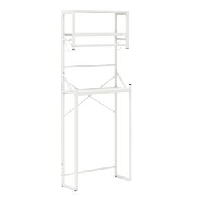 Estante de almacenamiento para encima del inodoro de 3 niveles con toallero y ganchos blanco