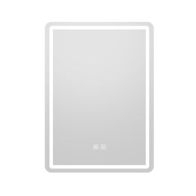 Espejo de baño cuadrado con luz LED, control táctil, antivaho, 3 tonos, IP44, 70 x 50 x 4 cm, plateado