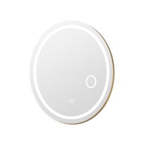 Espejo ovalado de baño con luz LED exterior, control táctil, memoria, 3 tonos, IP44, 60 x 50 x 4 cm, plateado y dorado