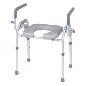 Elevador WC para Adultos con Altura Ajustable 48,5-58,5cm Estructura Metal para Ancianos Pacientes Embarazadas Carga 136kg Gris
