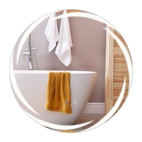 Espejo LED redondo 60 cm para baño con 3 colores, antivaho, luz trasera regulable, plata