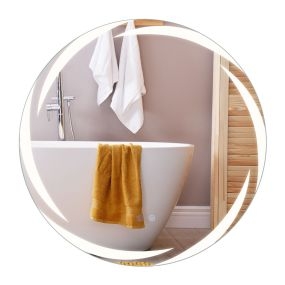 Espejo LED redondo 70 cm para baño con 3 colores, antivaho, luz trasera regulable, plata