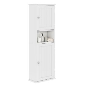 Armario de Pared para Baño con Dos Puertas Magnéticas y Estantes Ajustables Amplio Almacenamiento para Hogar 40 x 20 x 120 cm Blanco