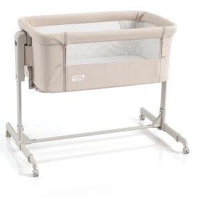 Cuna lateral para bebés regulable en 6 niveles con ruedas frenables convertible en cama auxiliar beige 102 x 66,5 x 89 cm
