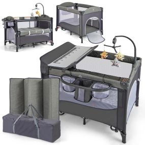 Cuna Moisés plegable para bebé con cambiador, caja de música y juguetes colgantes 110 x 76 x 76 cm azul