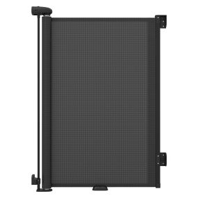 Puerta de Seguridad Retráctil para Bebé con Doble Bloqueo Auto Retrocedente Resistente para Uso en Interiores 190 x 97 x 6,5 cm Negro