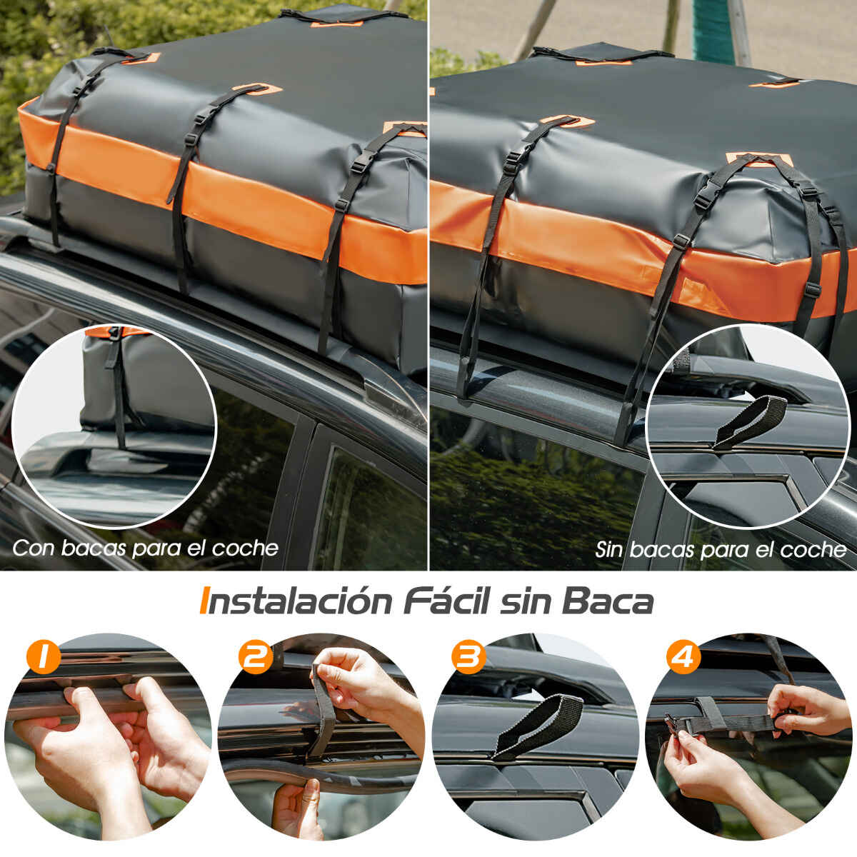 Portaequipajes de Techo de 600 L Impermeable para Todos los Coches con/sin Baca Bolsa de Equipaje 132 x 100 x 43 cm