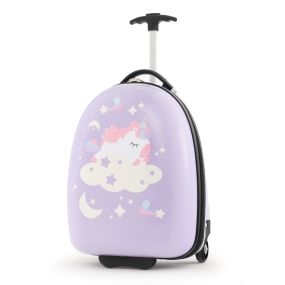 Equipaje de Mano Infantil con Ruedas Maleta Rígida de Viaje con Asa de Aluminio 2 Niveles Portátil para Niños Aprobado por Aerolíneas Rosa