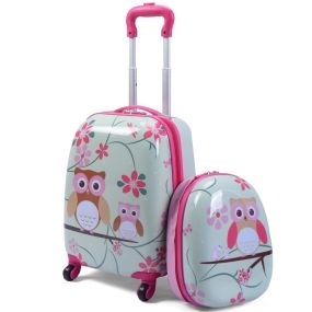 Conjunto de Maleta de viaje Búho para ninños 2 en 1 Lindo equipaje con ruedas con Mochila