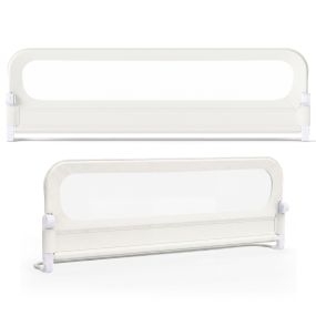 Barandilla plegable para cama infantil con altura ajustable funda extraíble base en U y correa blanca 198 cm y 178 cm