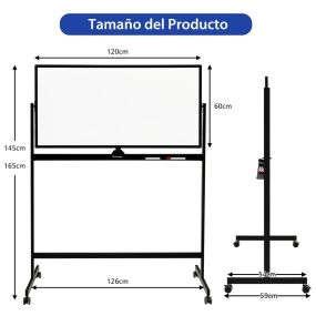 Conjunto de Pizarra Móvil Magnética de Doble Cara y Pizarra Blanca de Pared con Accesorios para Oficina y Escuela