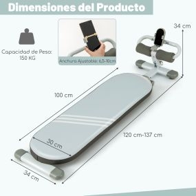 Set de Banco para Abdominales y Mancuernas Ajustables 4 en 1 Plegable con 3 Ángulos y Longitud Ajustables Carga 150 kg Azul