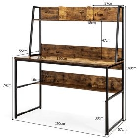 Conjunto de Mesa de Estudio con Estantería 3 Cubos y Estante Esquinero de 6 Niveles con Gabinete Industrial Ahorra Espacio
