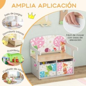 Conjunto de Mesa de Arte para Niños con Tablero Elevable y Banco de Actividades Convertible 3 en 1 con Almacenamiento