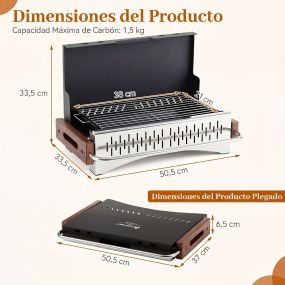 Conjunto de Barbacoa de Carbón Portátil Plegable y Hielera 30 L con Mesa Elevable para Jardín Picnic y Piscina