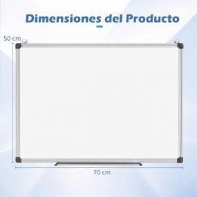 Pizarras Blancas Magnéticas 70 x 50 cm de Pared y 65 x 60 cm con Altura Ajustable y Ruedas Blanco