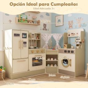 Conjunto de Cocina de Juguete de Madera y Kit Médico Infantil con 21 Accesorios y Máquina CT para Niños 3+ Años