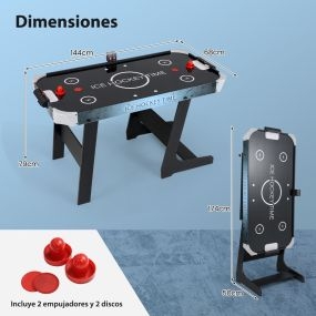 Conjunto de Mesa de Hockey de Aire y Futbolín Plegable con Marcador Electrónico y 22 Jugadores para Reuniones