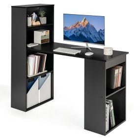 Escritorio de computadora con estantería reversible 122 x 51 x 122 cm negro