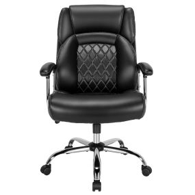 Silla ergonómica de oficina para personas altas y corpulentas con asiento extra ancho y respaldo alto negro