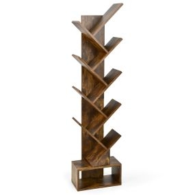 Estantería en forma de árbol de 10 estantes con cajón 38 x 21,5 x 149,5 cm marrón