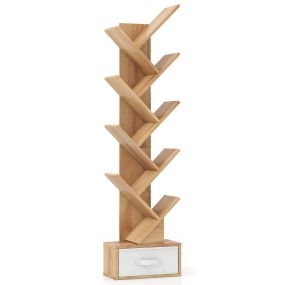 Librería de 9 niveles con dispositivo antivuelco y almohadillas antideslizantes, color natural