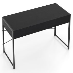 Escritorio para Ordenador con 2 Cajones Marco Metálico Resistente para Dormitorio Oficina Casa Sala de Juegos Negro