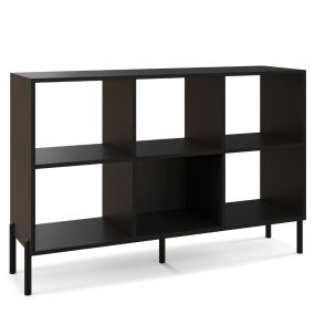 Librería Estantería de 6 Cubos de Madera de 2 Niveles con Patas de Metal Ajustables en 5 Posiciones120 x 35 x 79,5 cm Natural Negro