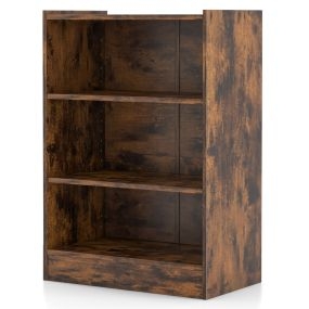 Estantería Librería de 3 Niveles con Estantes Ajustables y Dispositivo Antivuelco para Sala de Estar y Dormitorio 50 x 30 x 75 cm Marrón