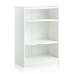 Estantería Librería de 3 Niveles con Estantes Ajustables y Dispositivo Antivuelco para Sala de Estar y Dormitorio 50 x 30 x 75 cm Blanco